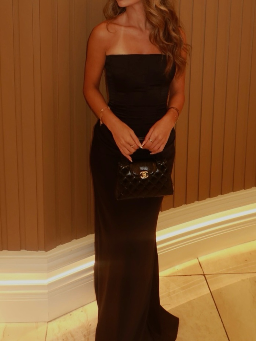 White Fox Boutique Black Strapless Evening Gown